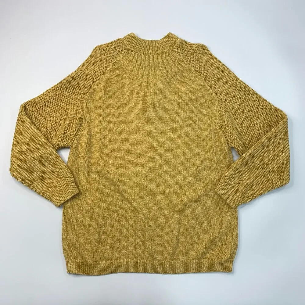 Vintage Tommy Bahama Sweater Mens L Curry Quarter Zip Cotton Wool Blend Pullover
